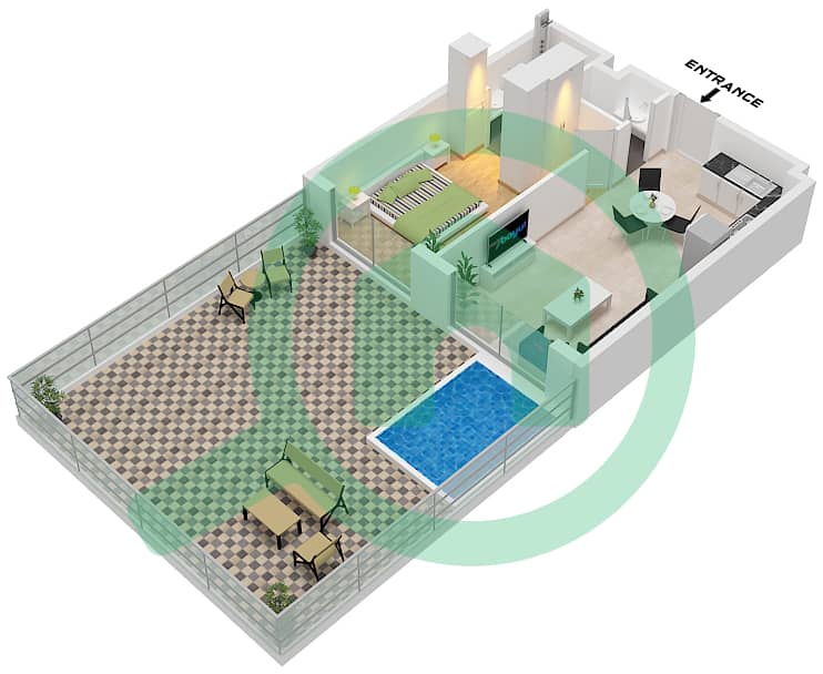 Petalz by Danube Tower B - 1 Bedroom Apartment Type/unit B / UNIT 1,7-8 Floor plan Type B Unit 1,7-8 Floor Ground Floor interactive3D