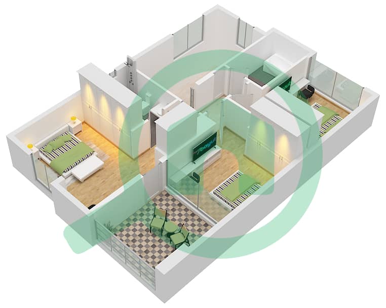 娜拉联排别墅 - 4 卧室联排别墅类型／单位CHARM-B/UNIT 4 PLEX-TH-04戶型图 Type Charm-B Unit 4 Plex-Th-04 interactive3D