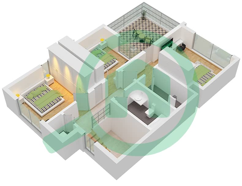المخططات الطابقية لتصميم النموذج / الوحدة PALMA-A/UNIT 8 PLEX TH-01 تاون هاوس 4 غرف نوم - نارا Type Palma-A Unit 8 Plex Th-01 interactive3D