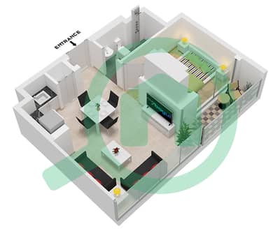 المخططات الطابقية لتصميم النموذج / الوحدة A / UNIT 1 FLOOR 7 شقة 1 غرفة نوم - برج ذا كريست D