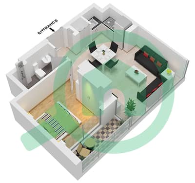 المخططات الطابقية لتصميم النموذج / الوحدة A-M / UNIT 2 FLOOR 7 شقة 1 غرفة نوم - برج ذا كريست D
