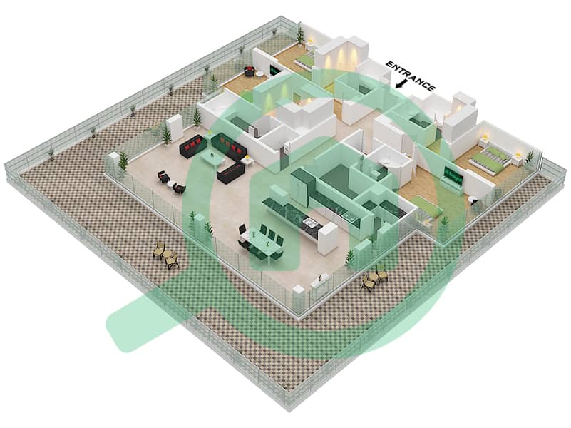 Ellington House 3 - 4 Bedroom Apartment Type/unit 1 / UNIT 2 FLOOR 9 Floor plan Type 1 Unit 2 Floor 9 interactive3D