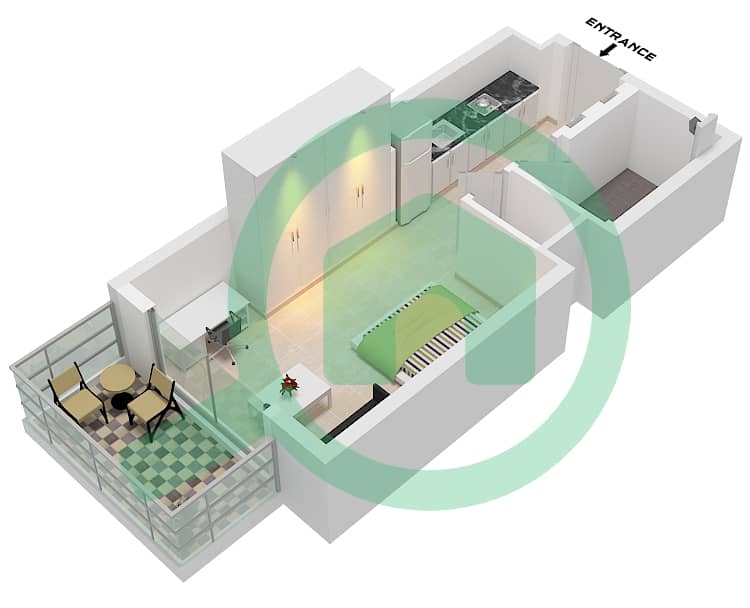 Эллингтон Хаус 3 - Апартамент Студия планировка Тип/мера A / UNIT 3 FLOOR 1 A Unit 3 Floor 1 interactive3D