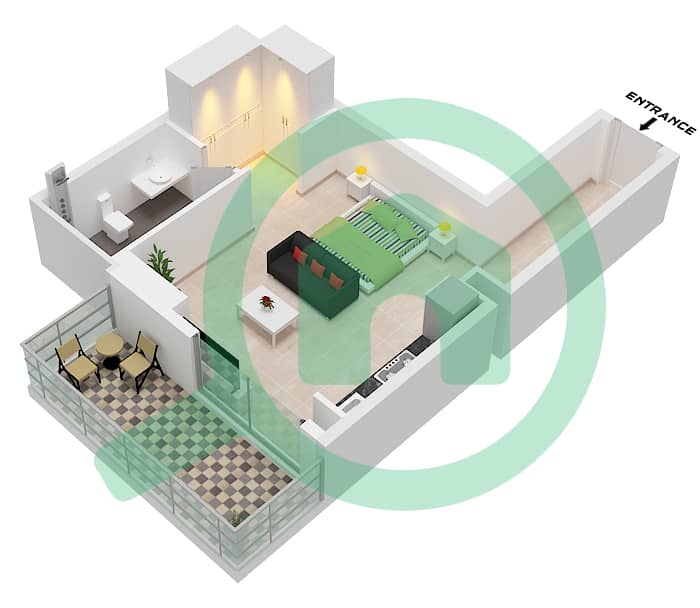 Ellington House 3 - Studio Apartment Type/unit B / UNIT 4 FLOOR 1 Floor plan B Unit 4 Floor 1 interactive3D