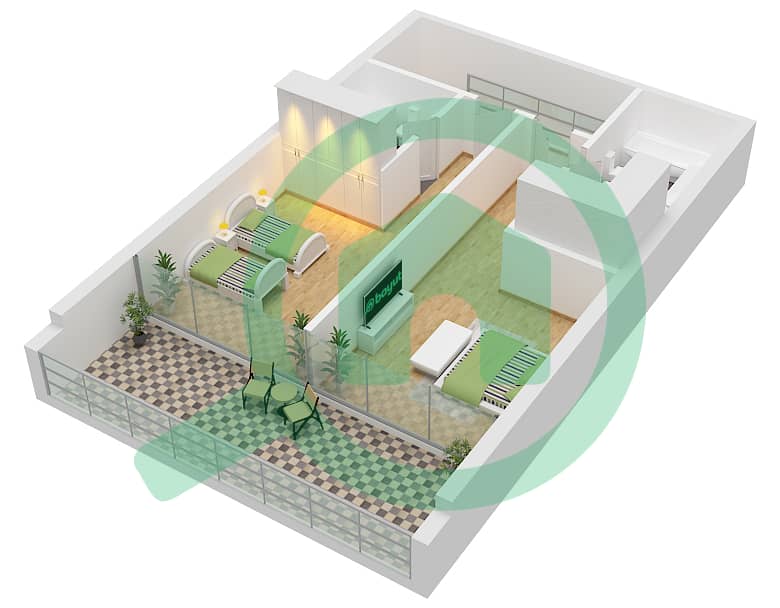 Gateway - 2 Bedroom Apartment Type 3-DUPLEX Floor plan 3-Duplex Upper Floor interactive3D