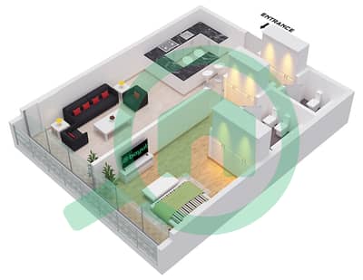 المخططات الطابقية لتصميم النموذج 3-SIMPLEX شقة 1 غرفة نوم - جايت واي