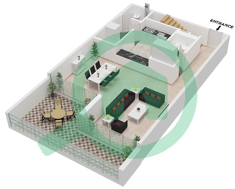 Gateway - 2 Bedroom Apartment Type 4-DUPLEX Floor plan 4-Duplex Lower Floor interactive3D