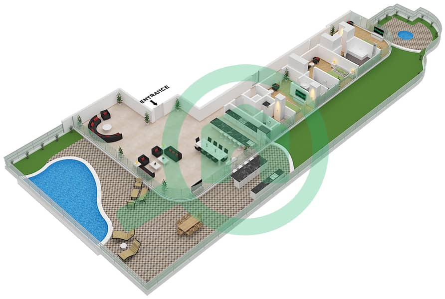 One Crescent - 3 Bedroom Villa Type D1 VILLA FLOOR GROUND Floor plan D1 Villa Ground Floor interactive3D