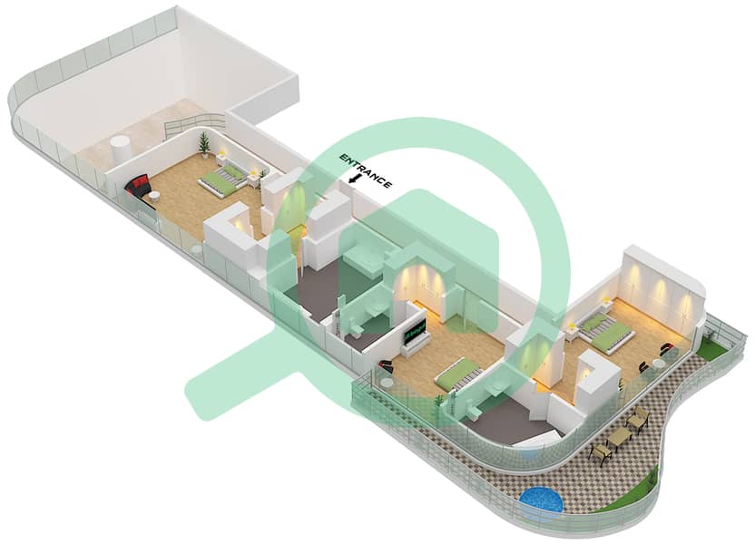 One Crescent - 5 Bedroom Villa Type SKY VILLA FLOOR 2,4,6 Floor plan Sky Villa Floor 2,4,6 Upper Floor interactive3D