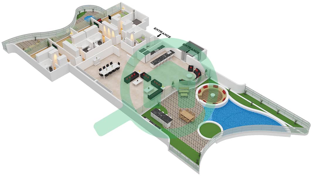 One Crescent - 4 Bedroom Penthouse Type A FLOOR 2,4,6 Floor plan Type A Floor 2,4,6 interactive3D