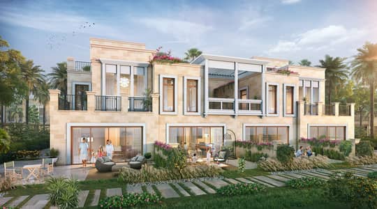 5 Bedroom Townhouse for Sale in DAMAC Lagoons, Dubai - Malta - 5 and 4 br LR Rear View. jpg