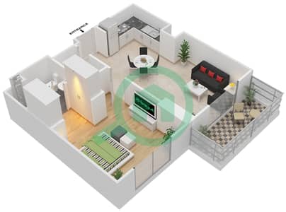 Parklane Residence 1 - 1 Bedroom Apartment Type/unit H/MIDDLE UNIT/FLOOR 2-10 Floor plan