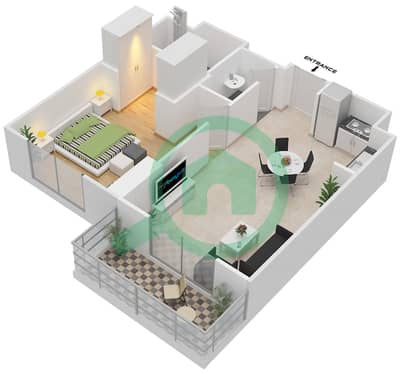 Parklane Residence 2 - 1 Bedroom Apartment Type D MIDDLE UNIT Floor plan