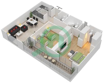 Parklane Residence 2 - 2 Bedroom Apartment Type C MIDDLE UNIT Floor plan