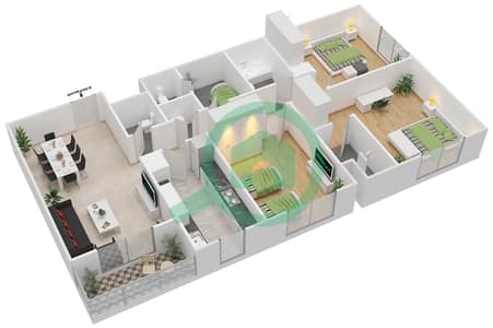 Parklane Residence 2 - 3 Bedroom Apartment Type C CORNER UNIT Floor plan