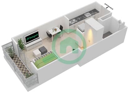 المخططات الطابقية لتصميم النموذج A شقة استوديو - بارك لاين ريزيدنس 4