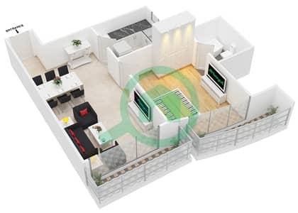Champions Tower 1 - 1 Bed Apartments type B1 Unit 09 Floor plan