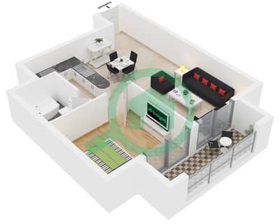 المخططات الطابقية لتصميم النموذج / الوحدة B/13 شقة 1 غرفة نوم - مارينا دايموند 3