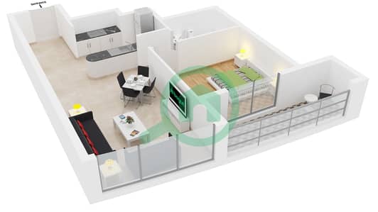 المخططات الطابقية لتصميم النموذج / الوحدة A/12,14 شقة 1 غرفة نوم - مارينا دايموند 3