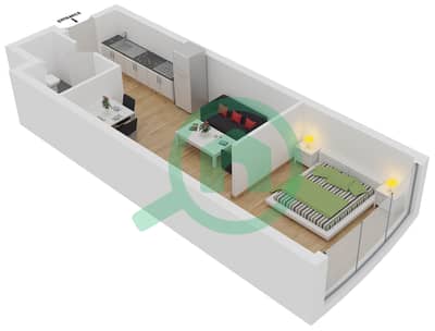 Marina Diamond 3 - Studio Apartment Type/unit A/3,8 Floor plan