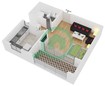 DEC Tower 1 - Studio Apartments Type S8 Floor plan