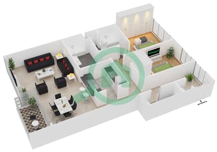 Al Majara 3 - 2 Bed Apartments Suite 3B Floor plan
