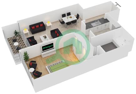 Al Majara 3 - 1 Bed Apartments Suite 02 Floor plan