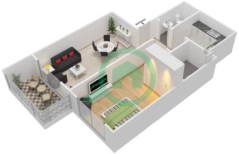 Lilies Tower - 1 Bed Apartments Unit 17 Floor plan