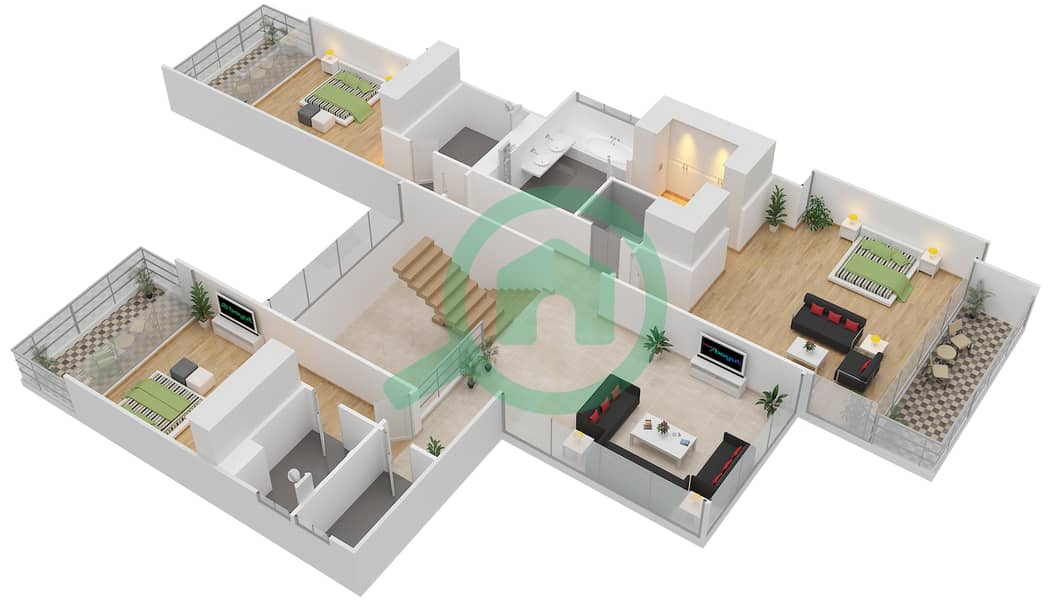Floor plans for Type OPTION A 4bedroom Villas in Jawaher