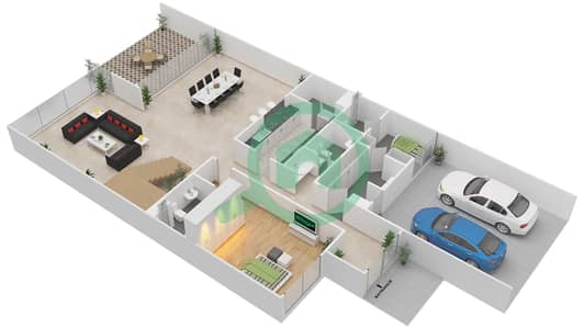 Jawaher Saadiyat - 4 Bedroom Townhouse Type OPTION A - MIDDLE UNIT Floor plan