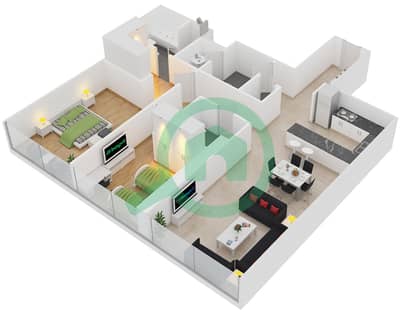 The Gate Tower 3 - 2 Bedroom Apartment Unit 3 Floor plan