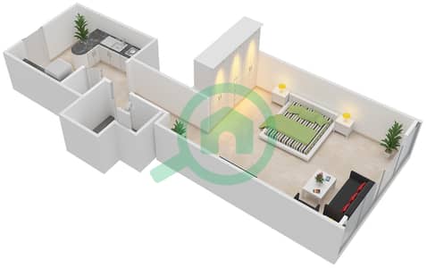 The Gate Tower 2 - Studio Apartment Unit 2,7,11,16 FLOOR 20-29 Floor plan