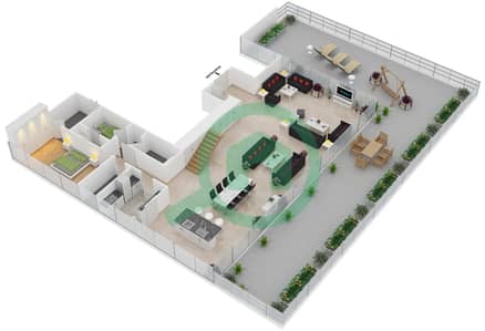 المخططات الطابقية لتصميم الوحدة 301 شقة 4 غرف نوم - ون في نخلة جميرا