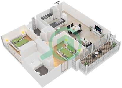 阿尔萨马尔4号 - 2 卧室公寓套房11戶型图