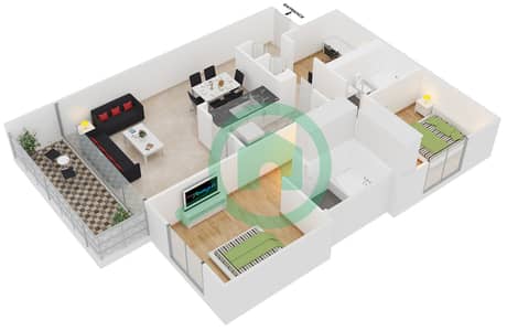 Al Samar 3 - 2 Bed Apartments Suite 18 Floor plan