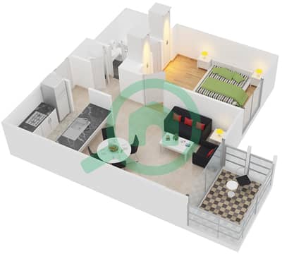 Al Dhafrah 1 - 1 Bedroom Apartment Suite 7-10,14-16 Floor plan