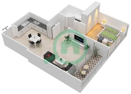The Cove - 1 Bedroom Apartment Unit 4 FLOOR 2-19 Floor plan