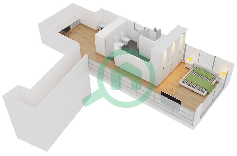 المخططات الطابقية لتصميم الوحدة L03U شقة 1 غرفة نوم - رمال 6 Upper Floor image3D