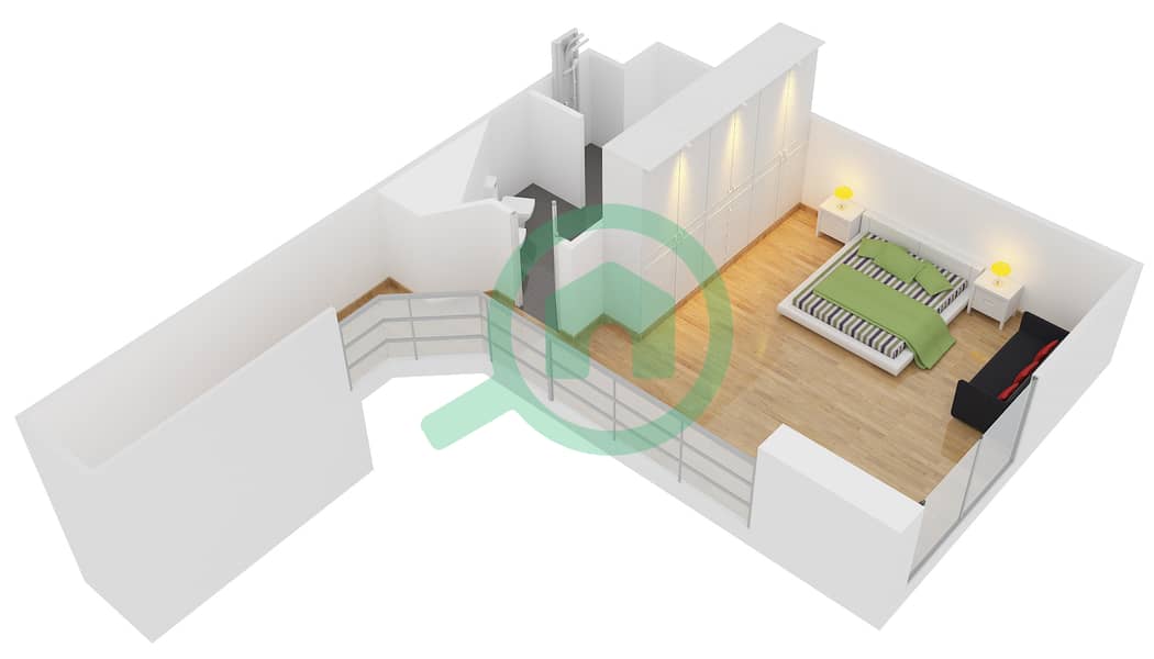 المخططات الطابقية لتصميم الوحدة L04U شقة 1 غرفة نوم - رمال 4 Upper Floor image3D