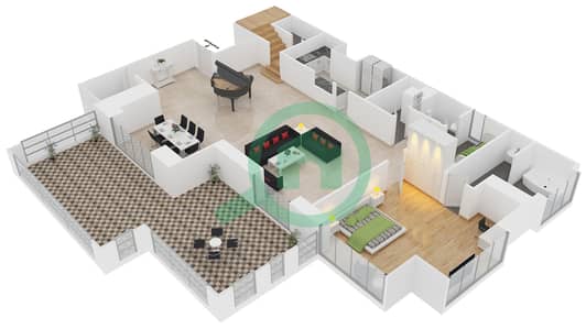 Shams 4 - 4 Bed Apartments Unit LP04 Floor plan