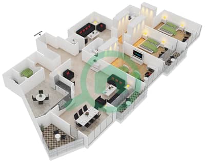 О2 Резиденс - Апартамент 3 Cпальни планировка Единица измерения A7