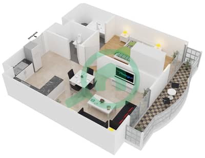 Лолена Резиденс - Апартамент 1 Спальня планировка Единица измерения T-15
