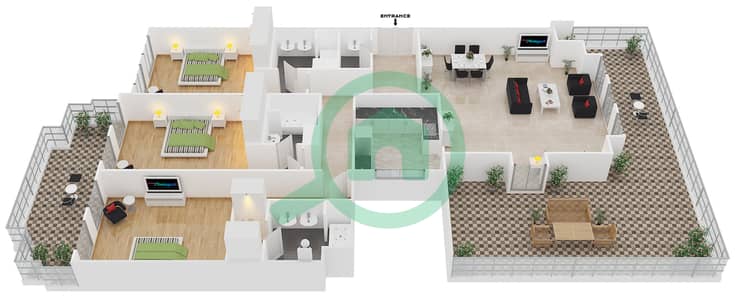 Le Grand Chateau - 3 Bedroom Apartment Unit B-403 Floor plan