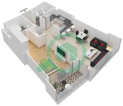 المخططات الطابقية لتصميم الوحدة 2-3,5-6 FLOOR 4-6 شقة 1 غرفة نوم - العنوان رزيدنس فاونتن فيوز 1