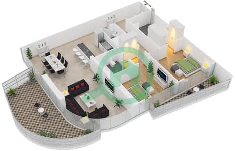 Арпи Хайтс - Апартамент 2 Cпальни планировка Единица измерения 9 FLOOR 8-23