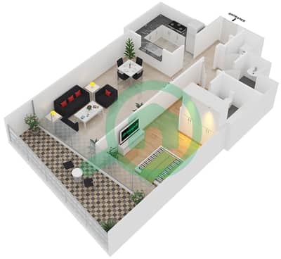 RP大厦 - 1 卧室公寓单位7 FLOOR 8-23戶型图