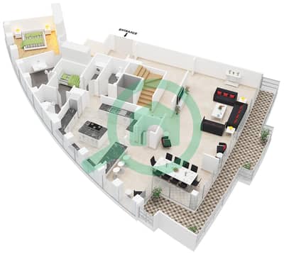 Burj Vista 2 - 4 Bed Apartments Unit 1 Floor plan