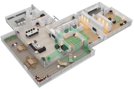 DT1 Tower - 3 Bed Apartments Unit 1602 Floor plan
