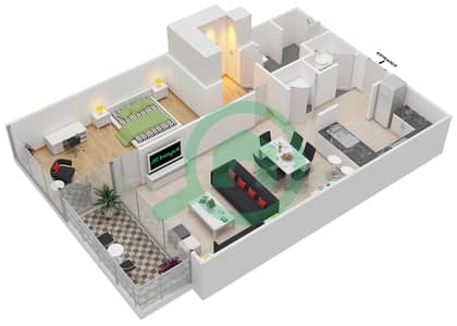 DT1大厦 - 1 卧室公寓单位405戶型图