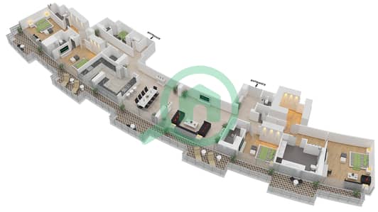 景观1号高塔 - 4 卧室顶楼公寓单位2戶型图